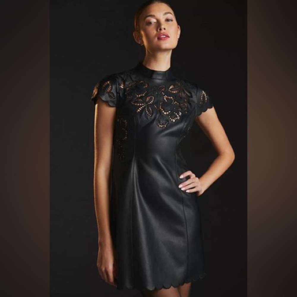 Elegant Black Lace Detail Mini Dress